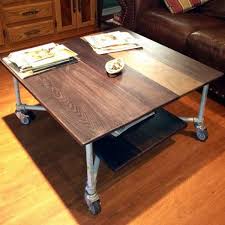 This awesome style of diy pallet patio rolling coffee table is not less than those of manufactured coffee table styles in any way, it can even beat them in cost price and also in sturdiness! Aged Metal And Oak Board Rolling Coffee Table Simplified Building