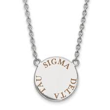 Brown Enamel Sigma Delta Tau Sorority Necklace In Sterling Silver Zales Sorority Necklaces Alpha Chi Omega Jewelry Sorority Jewelry