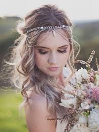 Bridal Headbands Boho Wedding Hairstyle With Forehead Band Boho Wedding Hair Bridal Headpieces Wedding Hairstyles