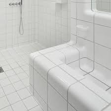rounded white tiles in shower dtile