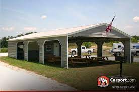 30 Wide Metal Picnic Shelter With Storage Area Storage Shelters Aluminum Carport Carport