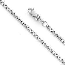 14k White Gold 15mm Hollow Half Round Box Chain Necklace With Lobster Claw Clasp 18 You Can Find Mor Necklaces With Meaning Chain Necklace Chains Necklace