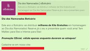 See more of boticario on line on facebook. Golpe Com Kit O Boticario De Dia Dos Namorados Engana Usuarios No Whatsapp Redes Sociais Techtudo