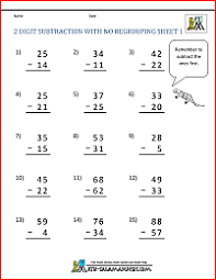 Another sample worksheet, worksheet #6, which also does not require regrouping. Two Digit Subtraction Without Regrouping
