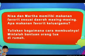 Dengan gaya yang dilakukan, plastisin menjadi berubah bentuk. Apa Makanan Favorit Keluargamu Jawaban Soal Tvri 6 Mei Kelas 1 3 Sd