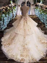 Colors Wedding Dresses 2017 Ball Gown Arabic Wedding Dress Vintage Lace Champagne Gold We Lace Wedding Dress Vintage Wedding Gowns Mermaid Beaded Wedding Gowns