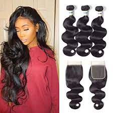 Mureen brazilian hair 3 bundles with closure (10 12 14 +10, three part) body wave 4×4 virgin hair lace closure with bundles unprocessed human hair extensions weave weft with closure natural color. Amazon Com Bundles With Closure Brazilian Body Wave 3 Bundles With Lace Closure 4 4 Free Part 100 Unprocessed Virgin Human Hair Extensions Natural Color 8 10 12 8 Body Wave Bundles With Closure Beauty