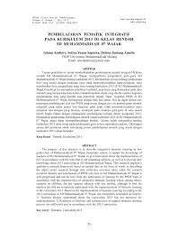 Landasan, karakteristik, prinsip pembelajaran tematik a. Pdf Pembelajaran Tematik Integratif Pada Kurikulum 2013 Di Kelas Rendah Sd Muhammadiyah 07 Wajak