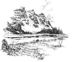 Moraine Lake Landscape Sketch Landscape Pencil Drawings Landscape Drawings