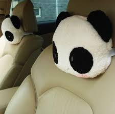 2pcs Car Accessories Small Cute Panda Car Cushion Pillows Neck Pillow Headrest Unbranded Panda Pillow Neck Pillow Travel Plush Pillows