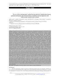 Original Article The use of the stabilography method during physical  rehabilitation among patients undergoing the reconstruction