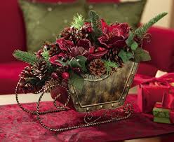 Rustic Holiday Floral Sleigh Centerpiece Decoration Christmas Sleigh Decorations Christmas Sleigh Christmas Floral Arrangements