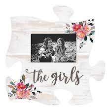 Puzzle piece picture frames p graham dunn. P Graham Dunn The Girls Floral Pink On White 12 X 12 Wood Puzzle Piece Wall Photo Frame Walmart Com Walmart Com