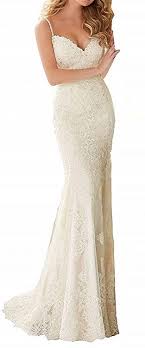 Embroidered lace flattering drop waist bodice with scalloped edging around the neckline and sleeves. Amazon Com Fishlove Womens Applique Backless Long Tail Trumpet Wedding Dress Clothing