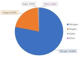 draw a pie chart of 30 cm diameter on composition of air