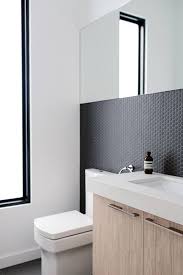 Matte Black Penny Tiles On The Bathroom Walls Penny Tiles Bathroom Bathroom Backsplash Bathroom Design