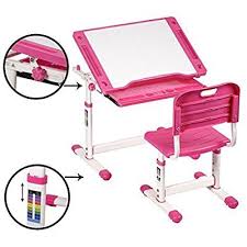 Amazon Com Bestmassage Children Desk Kids Study Child School Adjustable Height Children S Table Cha Desk And Chair Set Childrens Desk And Chair Childrens Desk