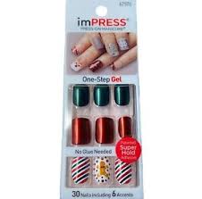 Kiss lightening speed nail glue bgl504, 5gm. Neu Kiss Nails Impress Press On Manicure Kurze Gel Rot Lebkuchen Weihnachten Ebay