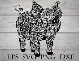 Download Zentangle Pig Svg Mandala Animal Svg Etsy Mandala Svg Mandala Flower Svg Files