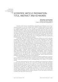 Check out the apa 7th ed. Pdf Scientific Article Preparation Title Abstract And Keywords