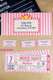 Movie Night Invitation Printables Red Vintage Ticket Movie Etsy Movie Themed Party Movie Ticket Birthday Invitations Movie Night Birthday Party