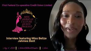 Our Belize representative, Jahmea Bent being interviewed by the host of the  upcoming pageant