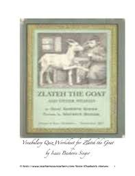 Zlateh The Goat Vocabulary Quiz Worksheet Vocabulary Quiz Vocabulary Middle Grades Language Arts