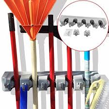 5 Position Mop And Broom Holder Broom Organizer With Https Www Amazon Com Dp B018elbn2u Ref Cm Sw R Pi Broom Holder Mops And Brooms Wall Organization
