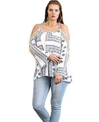 Umgee Womens Bohemian Cold Shoulder Tunic Top Plus Size At