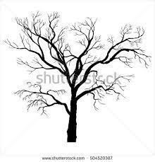 Tree Silhouette Without Leaves Winter Twigs Isolated Hand Drawn Vector Elements Tree Silhouette Hand Drawn Vector Elements Silhouette Vector
