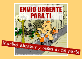 Tarjeta De Te Mando Un Abrazo Envio Urgente Para Ti Envio Urgente Para Ti Muchos Abrazos Y Besos De Mi Parte Www Correomagico Com