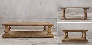 Even discounted from $1100 to $880 for just the coffee table, it is a little out of my price range. Balustrade Salvaged Wood Coffee Table Collection Rh