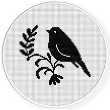 Vintage lentil by lakeside linens using weeks dye works or dmc. Bird Bloom Cross Stitch Pattern Cross Stitch Patterns Simple Cross Stitch Cross Stitch