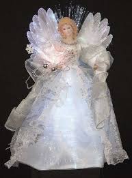 Led Fiber Optic Angel Tree Topper White Silver Christmas Tree Toppers Angel Christmas Tree Topper Christmas Angels