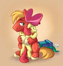 192896 - safe, artist:orlandofox, apple bloom (mlp), big macintosh (mlp),  earth pony, equine, fictional species, mammal, pony, friendship is magic,  hasbro, my little pony, bow, brother, brother and sister, crying, cute, duo,