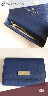 Kate spade desk business card holder. Kate Spade Blue Card Holder Case Leather Business Cards Card Holder Case Kate Spade