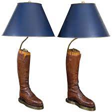 leather riding boot lamps with wooden forms 1stdibs com riding boots leather riding boots boots