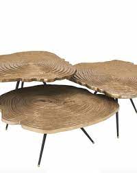 Taller table mounts work as bases for rustic dining room tables and bar furniture. Coffee Table Quercus Eichholtz Tree Trunk Table In Gold Flowerfeldt
