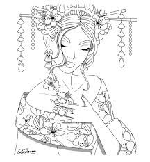 Textures used from 50 free distressed textures pack. The Sneak Peek For The Next Gift Of The Day Tomorrow Do You Like This One Beautiful Geisha Coloring Books Cute Coloring Pages People Coloring Pages