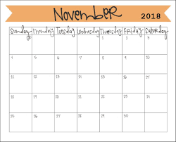 Printable November 2018 Monthly Calendar November Calendar Monthly Calendar Blank Calendar Template