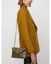 Saint Laurent Mini Puffer Loulou Leather Bag In Khaki Natural Lyst
