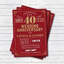 40th Wedding Anniversary Invitation Ruby Red 40th Wedding Anniversary Invite Wedding Anniversary Invitations 60th Birthday Invitations Anniversary Invitations
