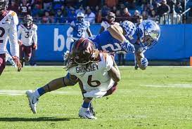 31 December 2019 This Photo By Joshkomer Of Kentucky S Zachjohnson 3 Perfectly Timed Hit On Virginia Tech S Hezekiah Uk Football Football Helmets Football