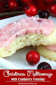Christmas Meltaways With Cranberry Frosting Recipe Baking Recipes Cookies Simple Holiday Cookie Recipes Holiday Cookie Recipes