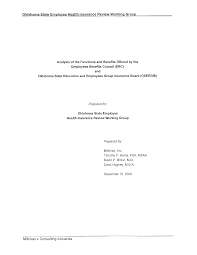 Looking for affordable health insurance? Analysis Of The Functions And Benefits Offered By The Employees Benefits Council Ebc And Oklahoma State Education And Employees Group Insurance Board Oseegib Documents Ok Gov Oklahoma Digital Prairie Documents Images And