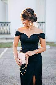 Holiday Party Style Glam Off The Shoulder Gown Haute Off The Rack Holiday Party Fashion Party Fashion Gowns