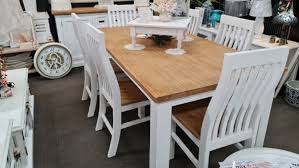 The dining room is an area where some of the greatest conversations happen and where some of the best memories are made. Enchanted On Conadilly Gunnedah Furniture Ladies Fashion Florist Hamptons 7 Piece Dining Suite Acacia Wood Oak White Finish
