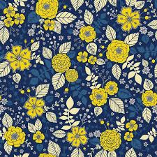 Bright Yellow Blue Floral Pattern Blue Flower Wallpaper Vibrant Flower Flower Canvas