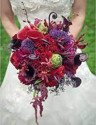 Amaranthus Calla Fern Celosia Anigozanthos Red Bouquet Wedding Bridal Bouquet Purple Wedding Bouquets