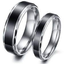 2pcs Matching Set Couple Rings Titanium Promise Rings Black Rings Titanium Wedding Rings Promise Rings For Couples Black Rings